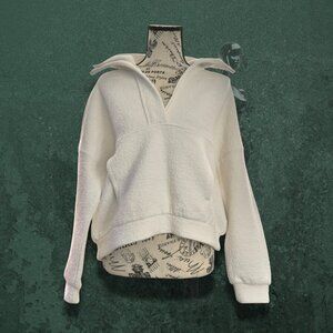 Calia Athletic Knit Polo Pullover White V-Neck XS